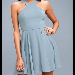 Lulus forevermore skater dress light blue medium